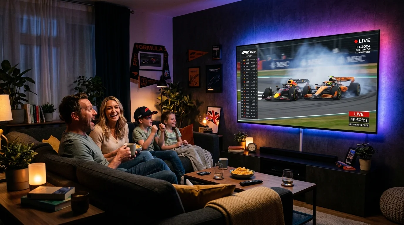 Buttery smooth 4K 60fps live sports streaming on large wall-mounted screen without buffering